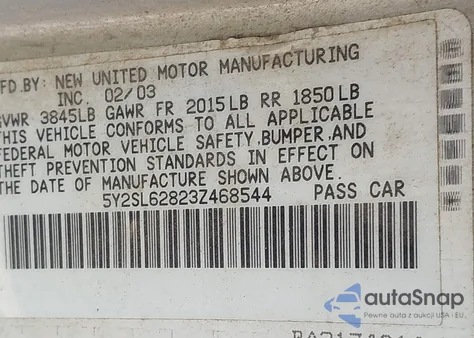 2003 Pontiac Vibe из США, поврежденный, VIN 5Y2SL62823Z468544